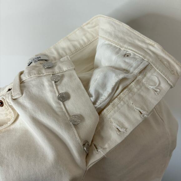 RE/DONE 70s Stove Pipe High Rise Straight Ankle Jeans in Vintage White size 25 - Picture 11 of 14